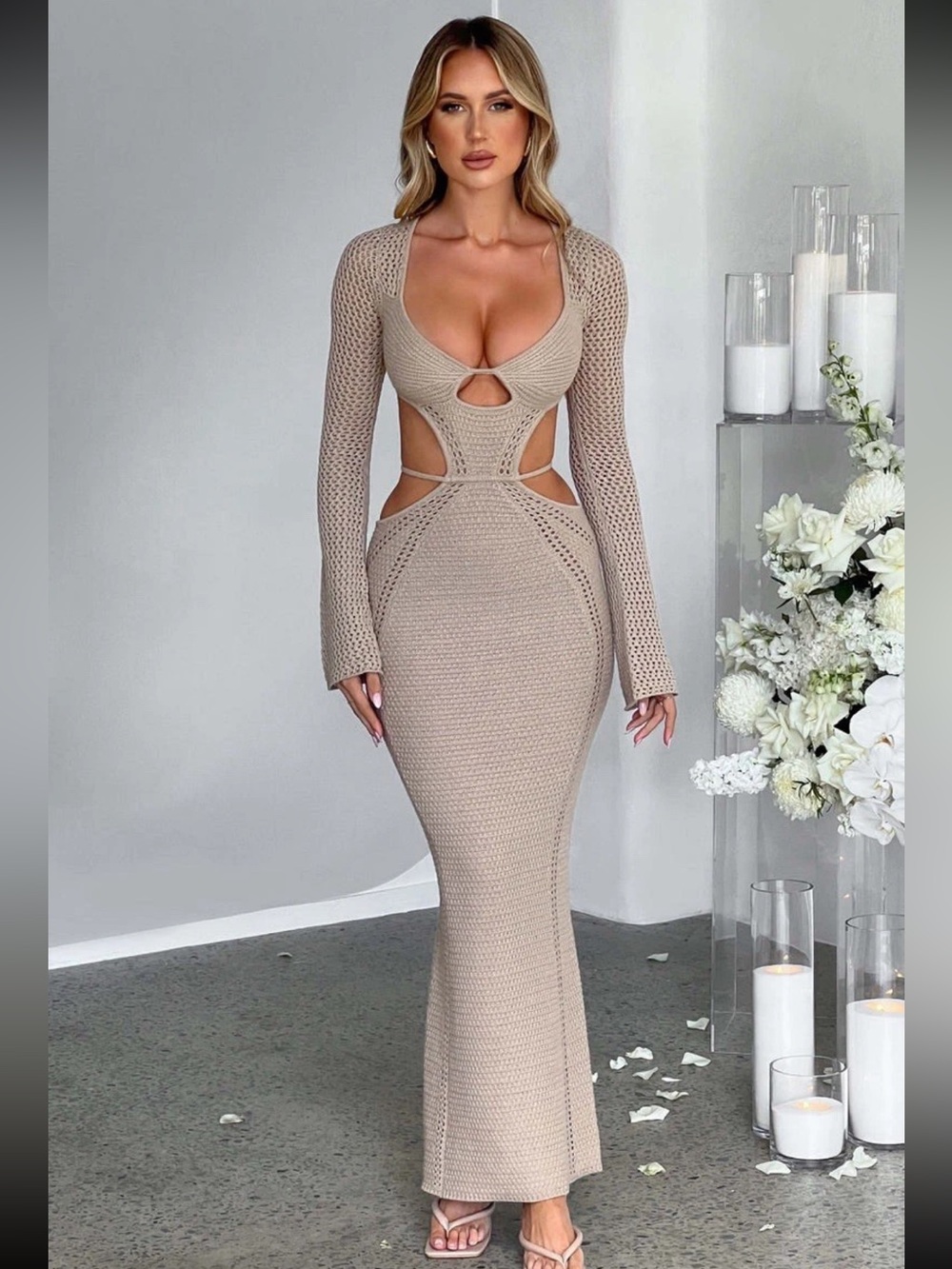 Babyboo Nadine Beige Maxi Dress MEDIUM